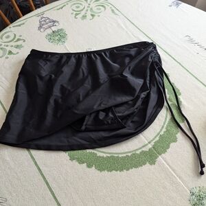 Christina. Black Bikini Skirt Bottoms With Rouching On One Side. Size 12.